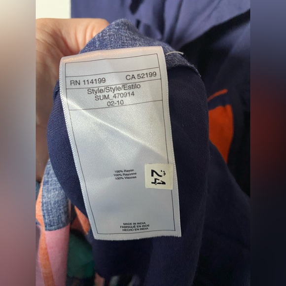 Roxy Dress Colorful Cotton Summer Dress Woman’s Pockets Elastic Waist Tie Top M - Picture 4 of 5